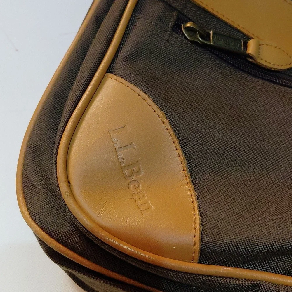 L.L. BEAN Vintage Canvas Travel Bag with Leather Trim